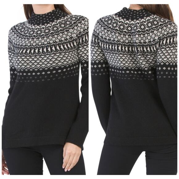 TABITHA WEBB Wool Fair Isle Sweater Black and White Size Medium - Picture 1 of 9